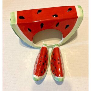 Vintage 1970 or 80s Unbranded Watermelon Slices salt and pepper shakers Un Used